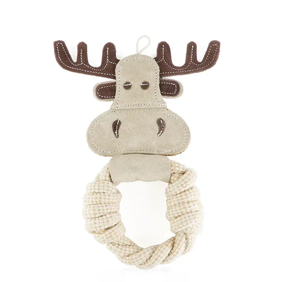 Pawpourri Dark Brown Reindeer Suede And Rope Dog Toy